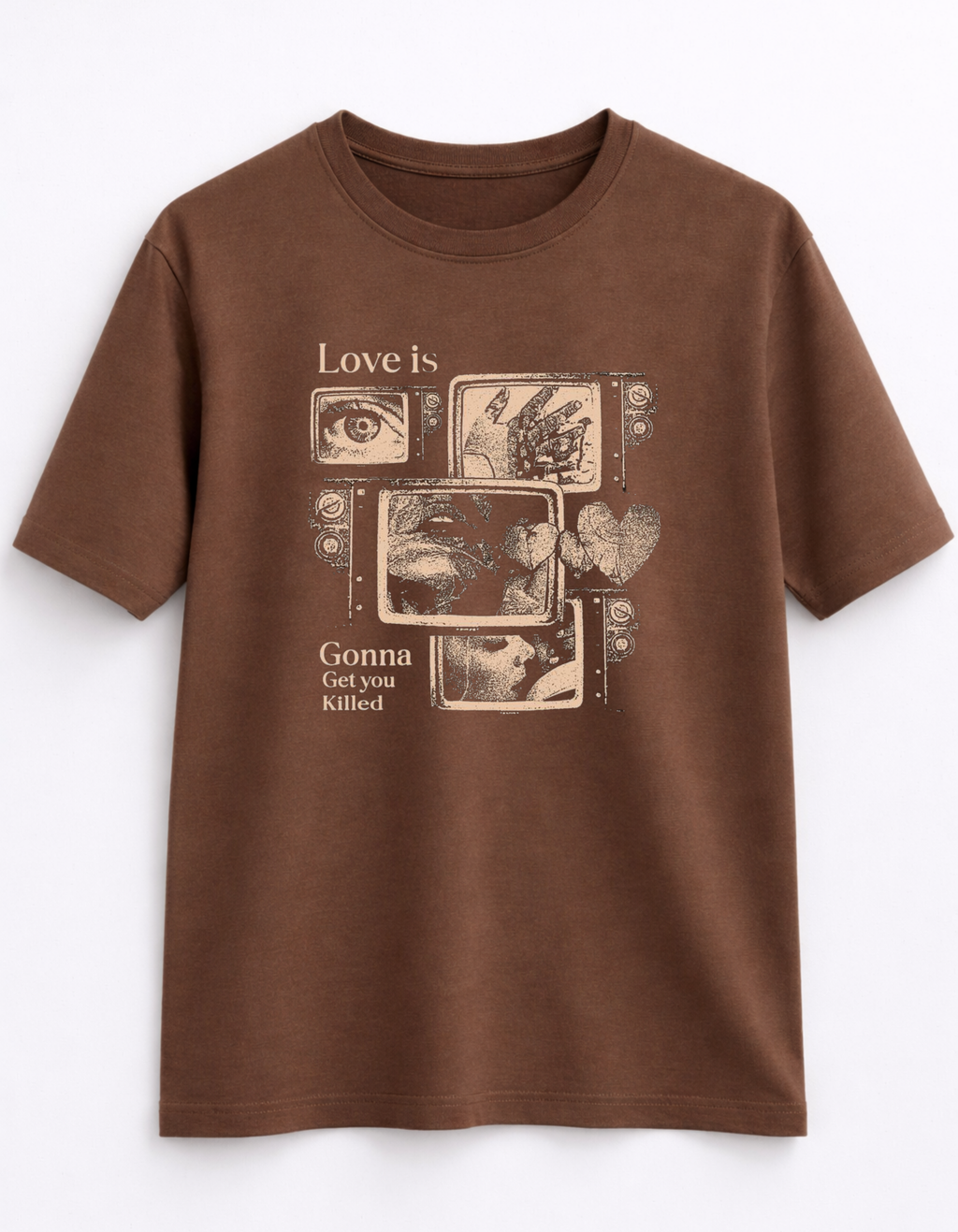 MİNBLU Aşk ve Ölüm Temalı Kakao Kahve Tişört