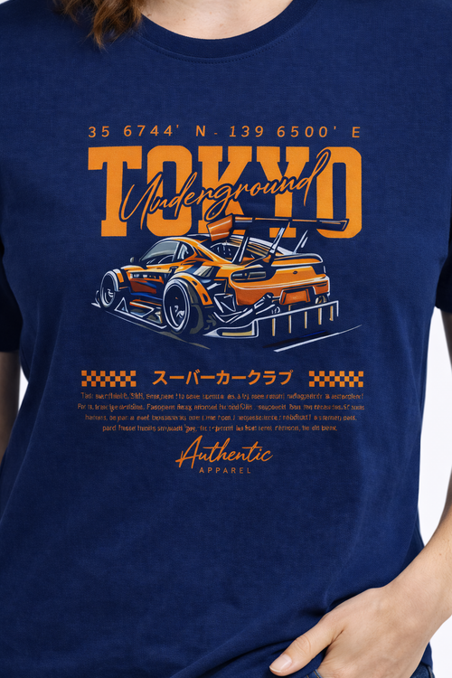 MİNBLU Araba Temalı İndigo Tişört