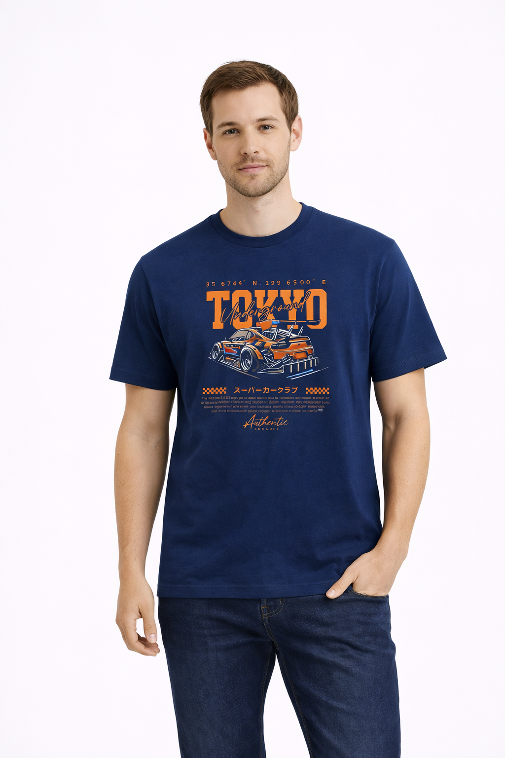 MİNBLU Araba Temalı İndigo Tişört