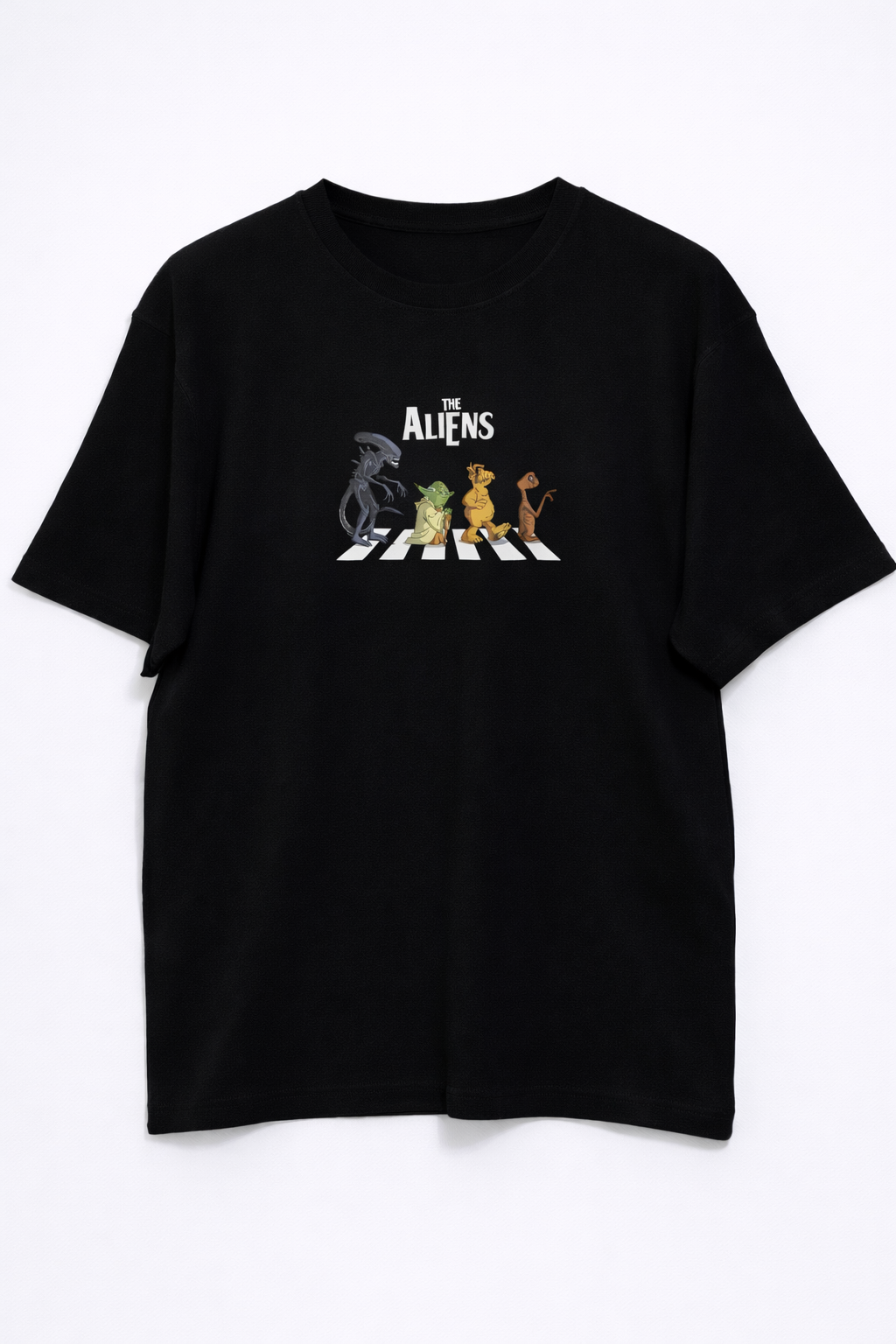 MİNBLU Uzaylı Karakter Baskılı Siyah Tişört