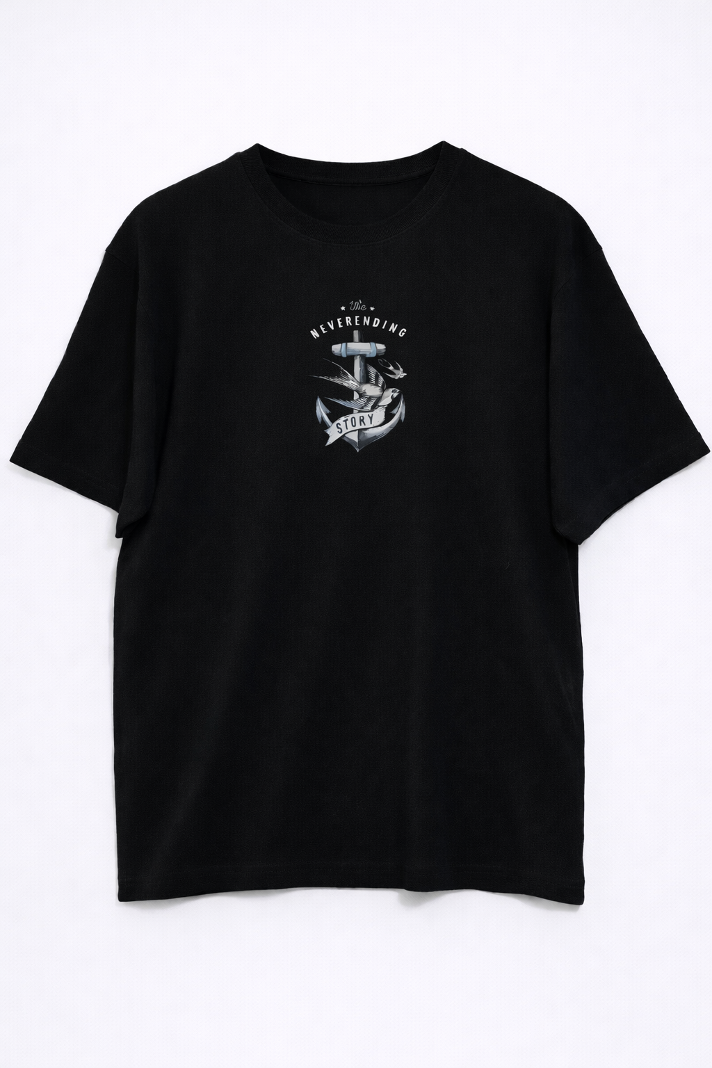 MİNBLU Çıpa Baskılı Siyah Tişört