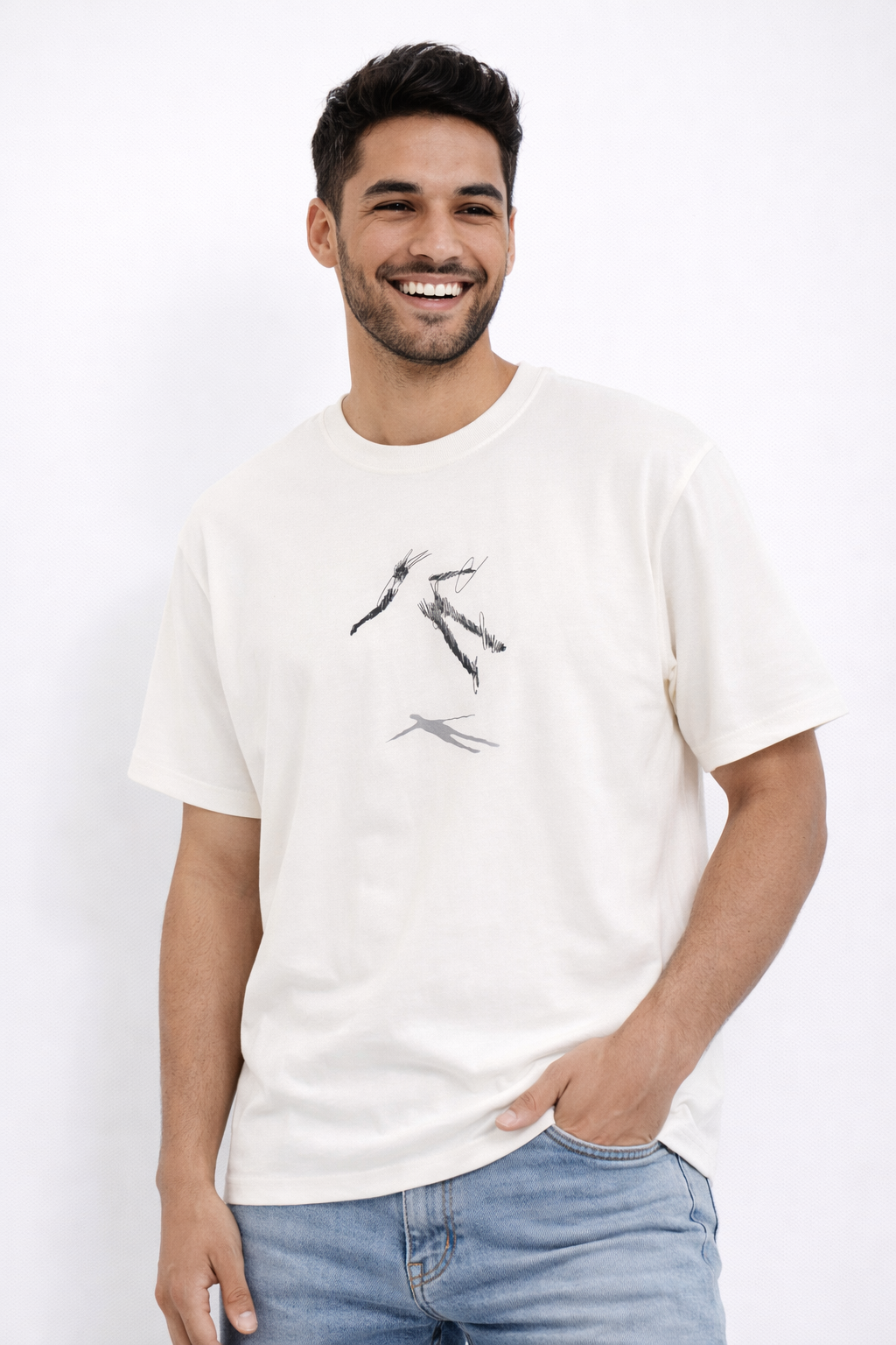 MİNBLU Gölge Baskılı Ekru Tişört