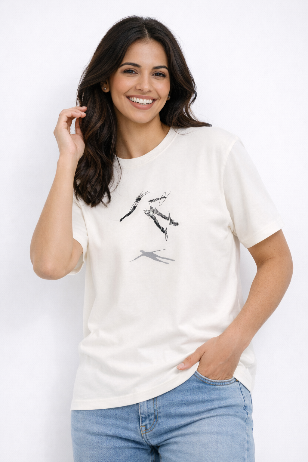 MİNBLU Gölge Baskılı Ekru Tişört