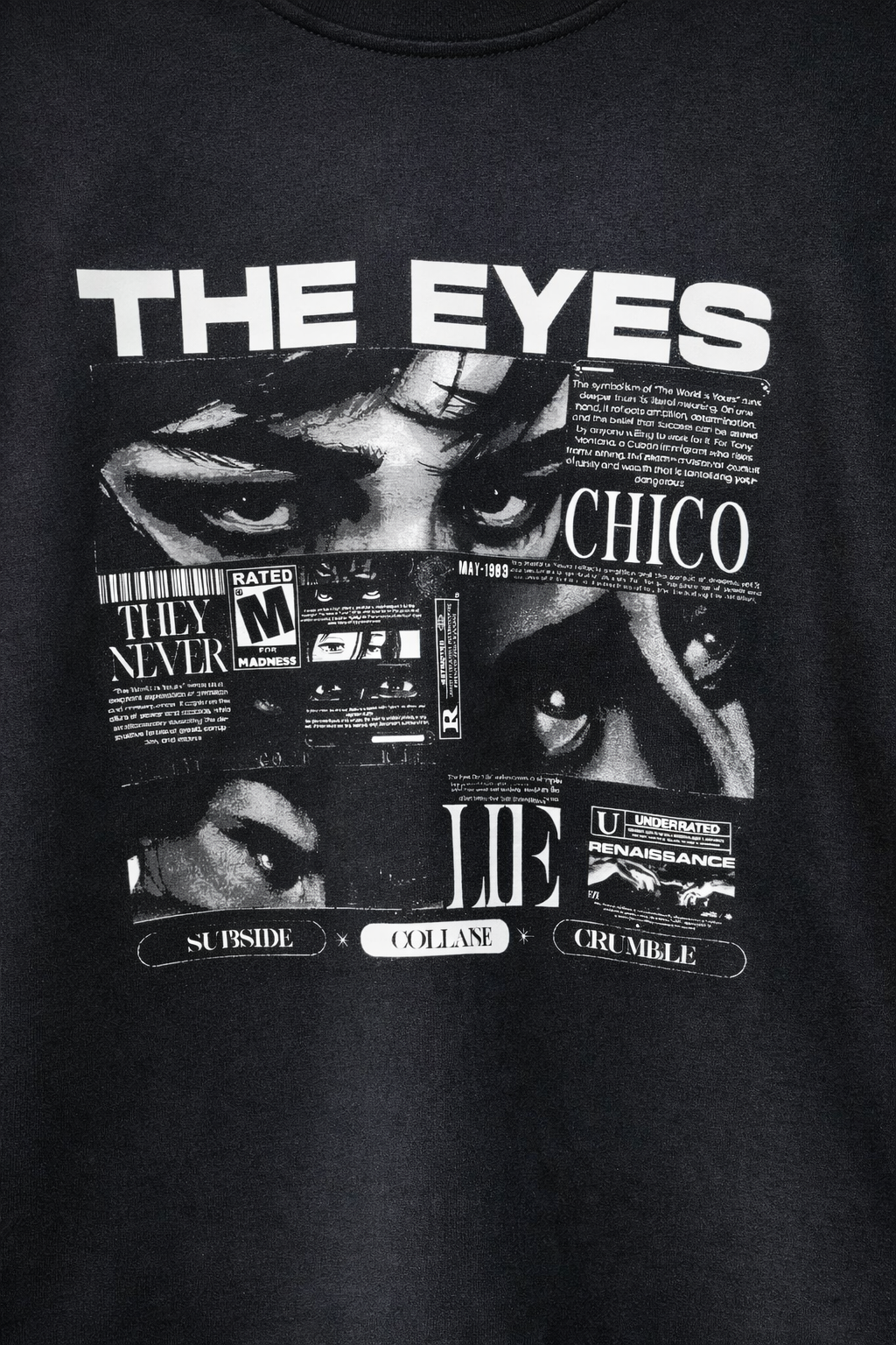 MİNBLU The Eyes Baskılı Siyah Tişört