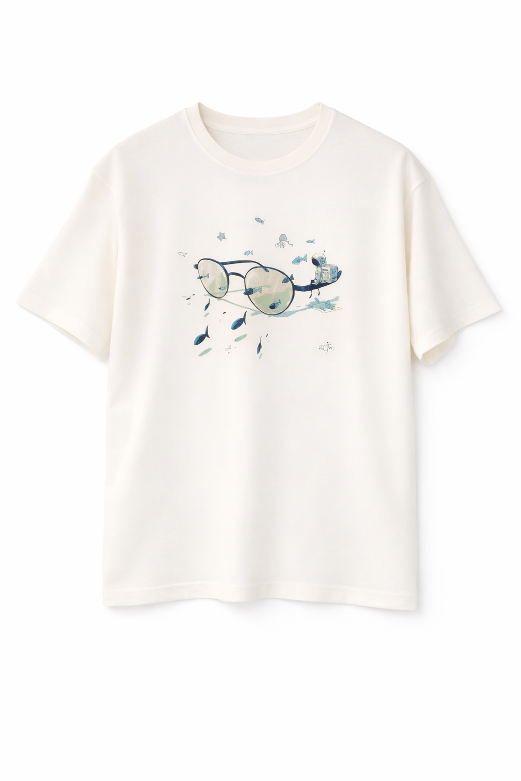 MİNBLU Gözlük Baskılı Ekru Tişört