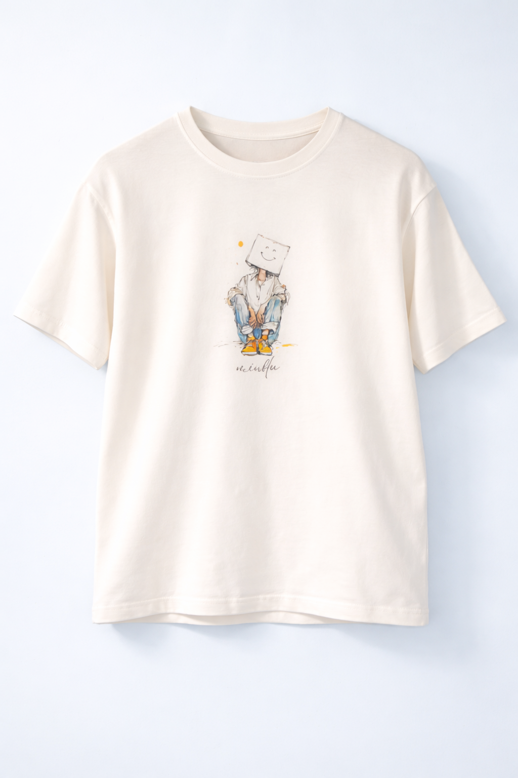 MİNBLU Gülümse Temalı Ekru Tişört