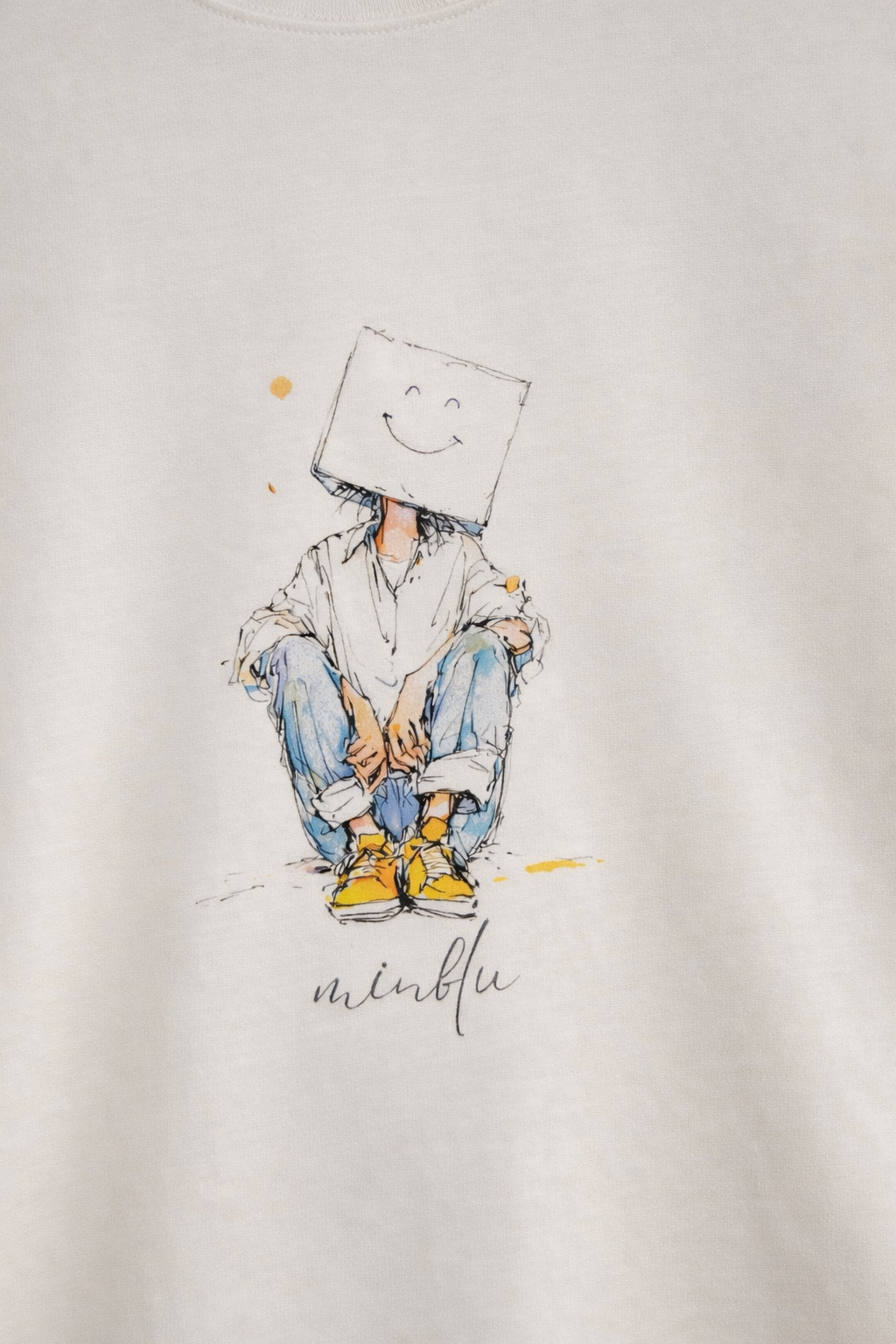 MİNBLU Gülümse Temalı Ekru Tişört