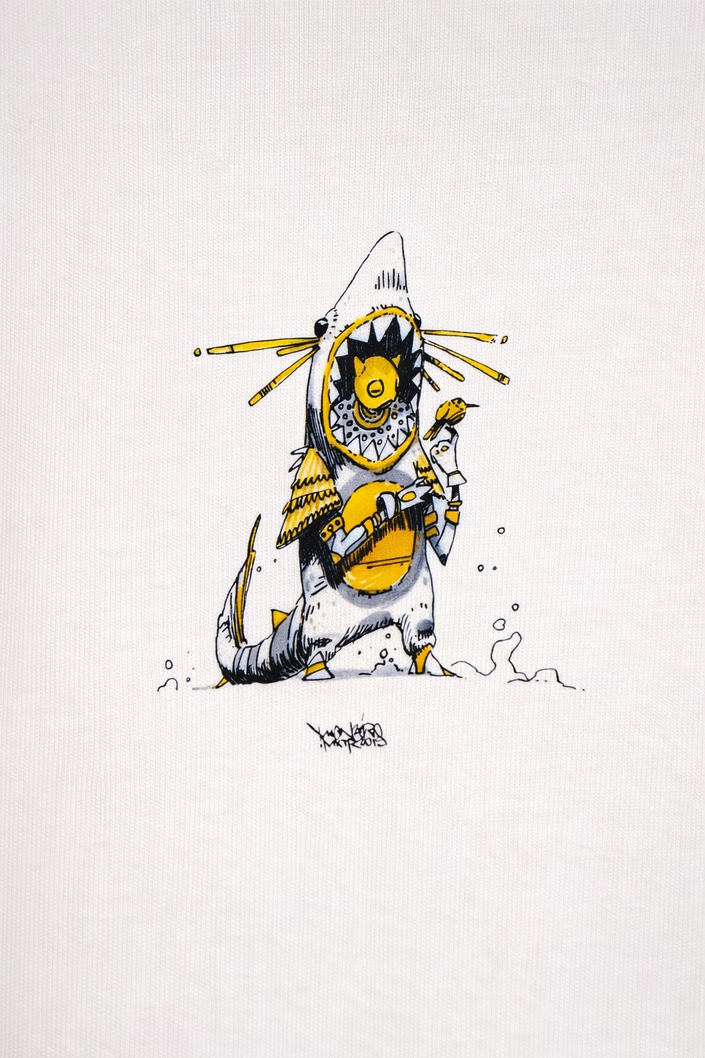 MİNBLU Köpekbalığı Karikatürlü Ekru Tişört