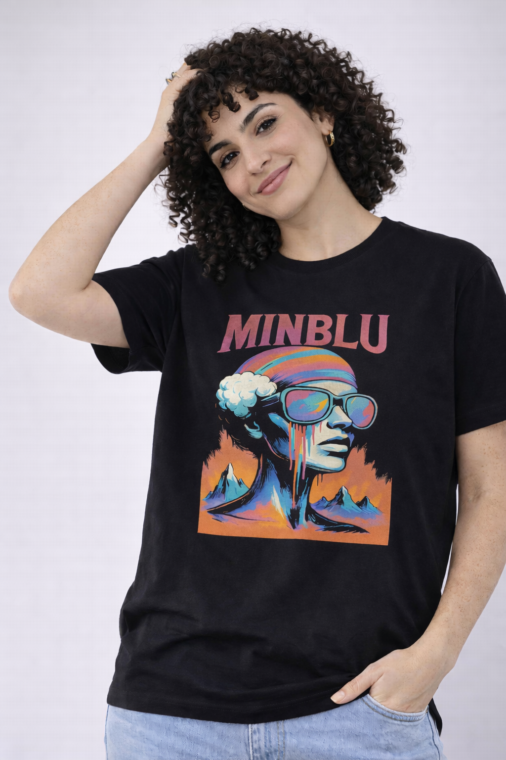 MİNBLU Bayan Temalı Siyah Tişört