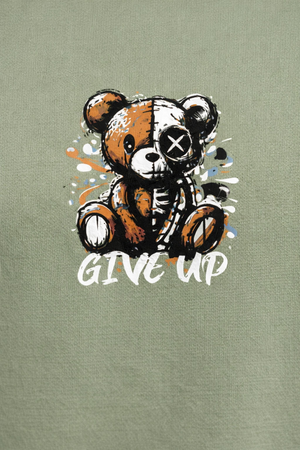 MİNBLU Ayıcık Temalı Küf Yeşili Tişört