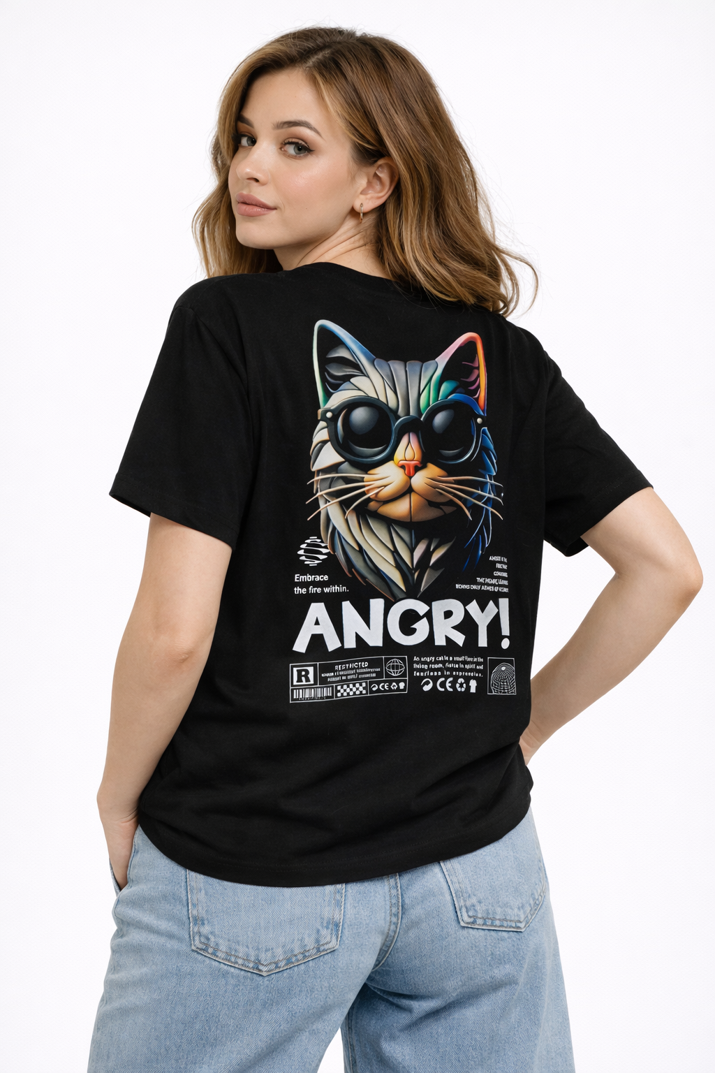 MİNBLU Regular Fit Stil Cat Baskılı Tişört