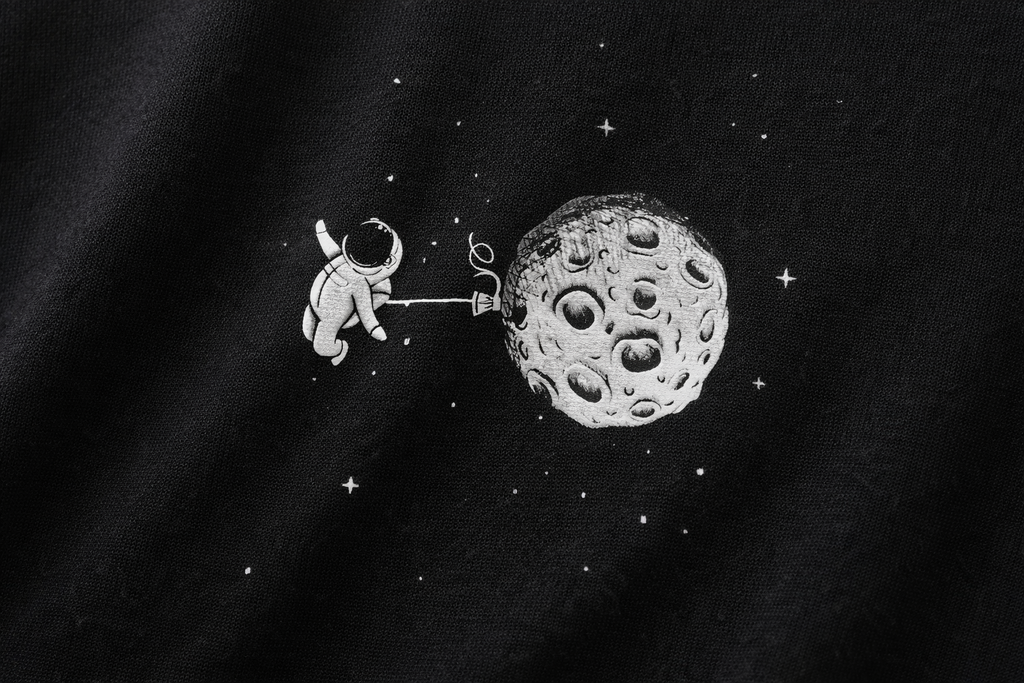 MİNBLU Astronot Baskılı Siyah Tişört