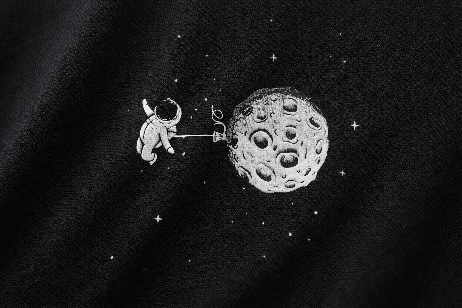 MİNBLU Astronot Baskılı Siyah Tişört