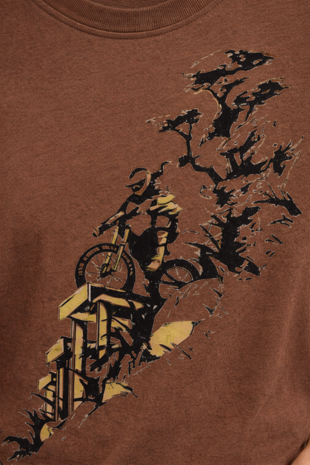 MİNBLU Arazide Motocross Temalı Kakao Kahve Tişört