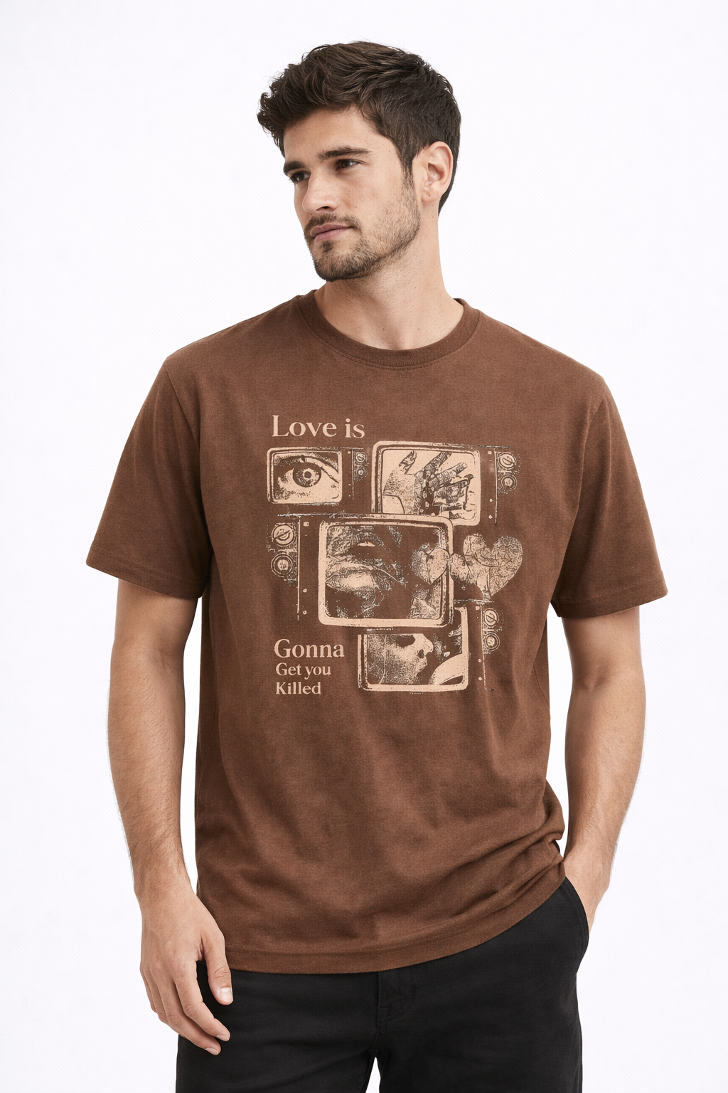 MİNBLU Aşk ve Ölüm Temalı Kakao Kahve Tişört