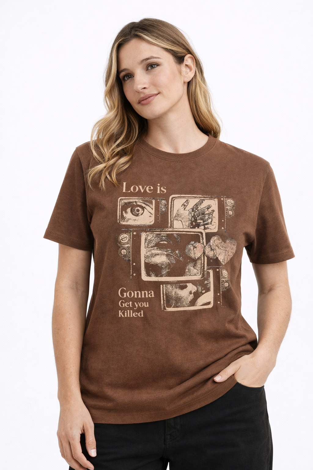 MİNBLU Aşk ve Ölüm Temalı Kakao Kahve Tişört