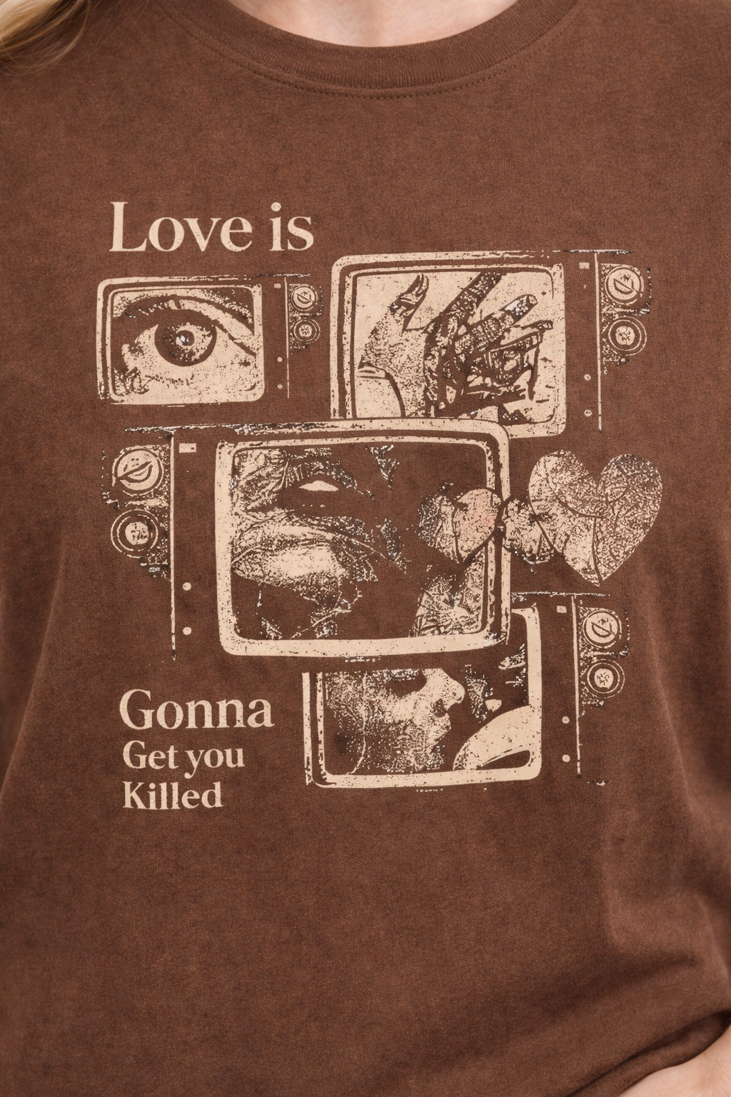 MİNBLU Aşk ve Ölüm Temalı Kakao Kahve Tişört