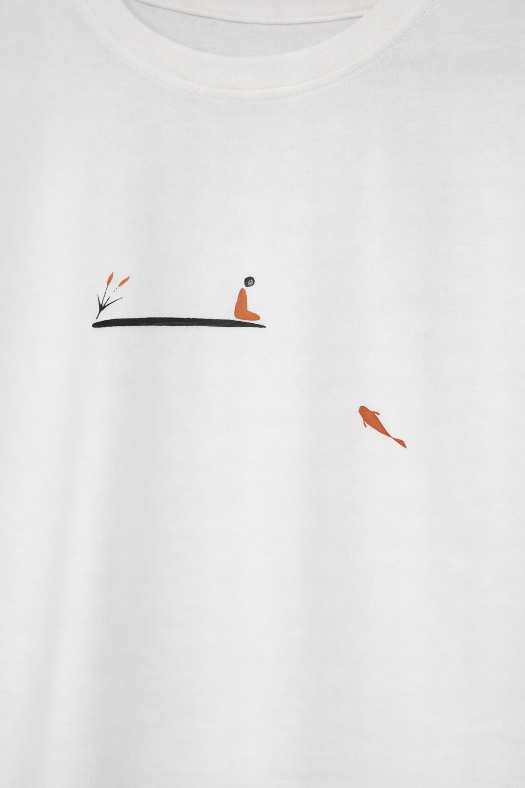 MİNBLU Balık ve İnsan Baskılı Ekru (Kırık Beyaz) Tişört