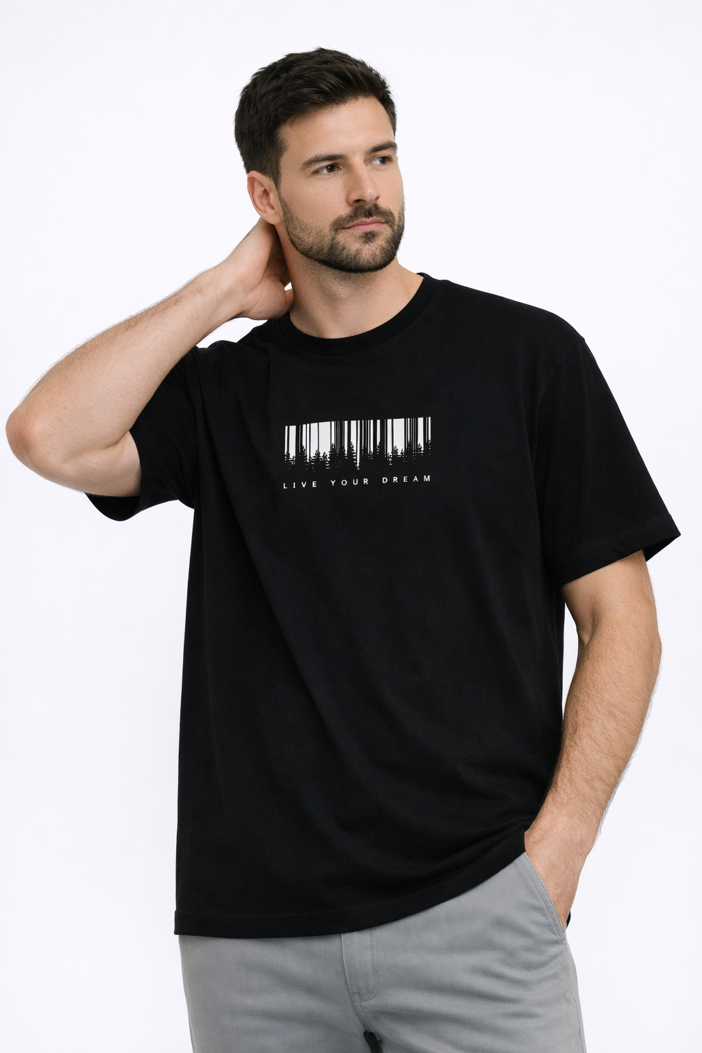 MİNBLU Barkot Baskılı Siyah Tişört