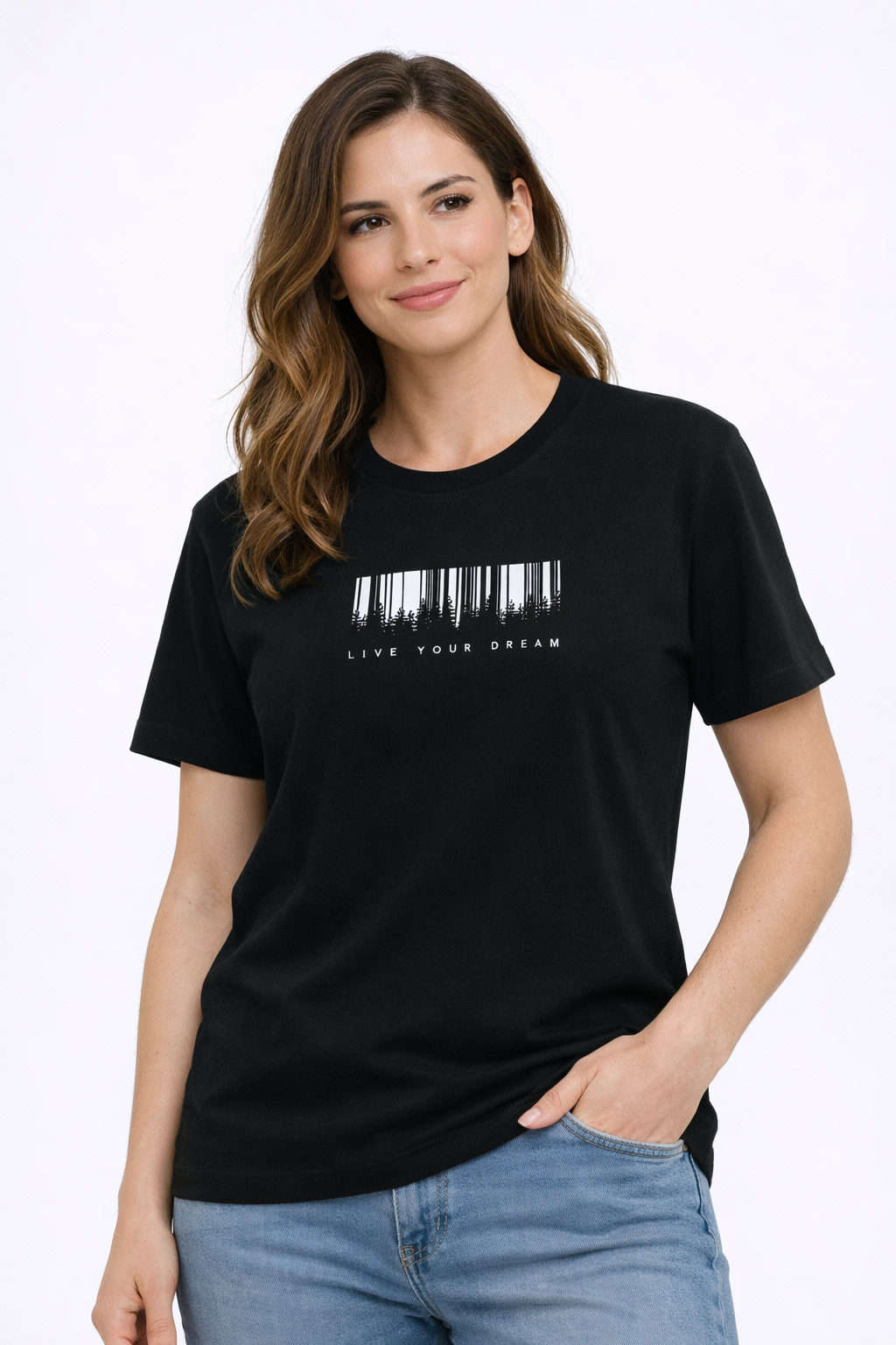 MİNBLU Barkot Baskılı Siyah Tişört