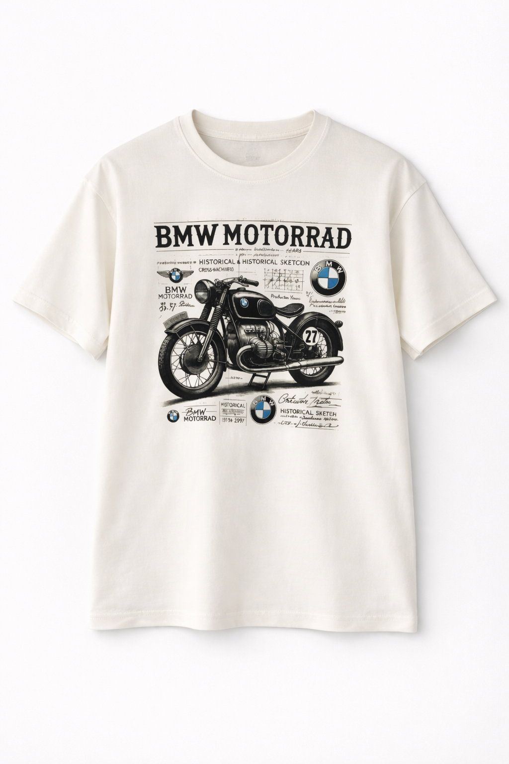 MİNBLU Motor Baskılı Ekru(Kırık Beyaz) Tişört