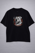 MİNBLU Buldog Baskılı Siyah Tişört