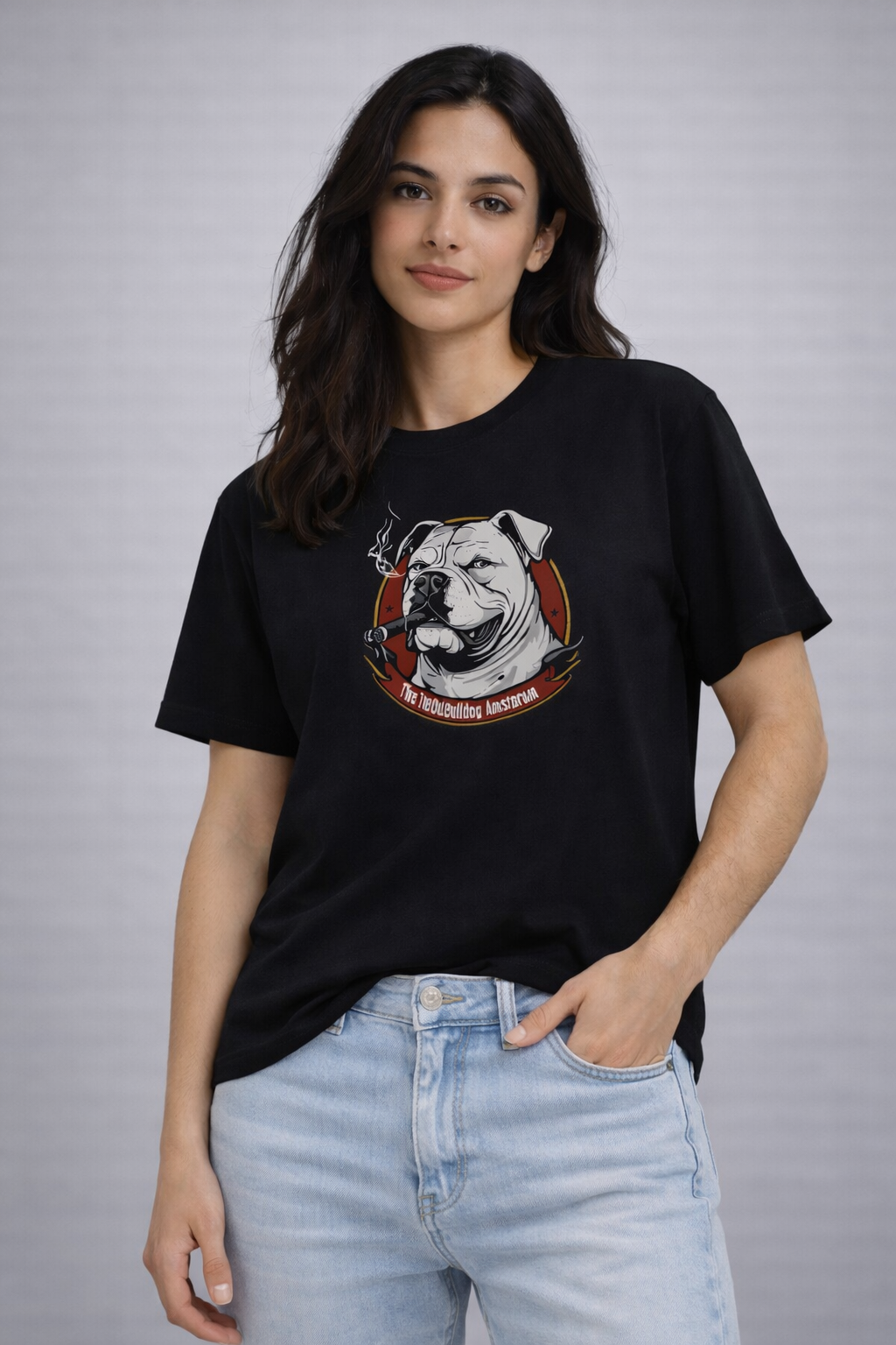 MİNBLU Buldog Baskılı Siyah Tişört