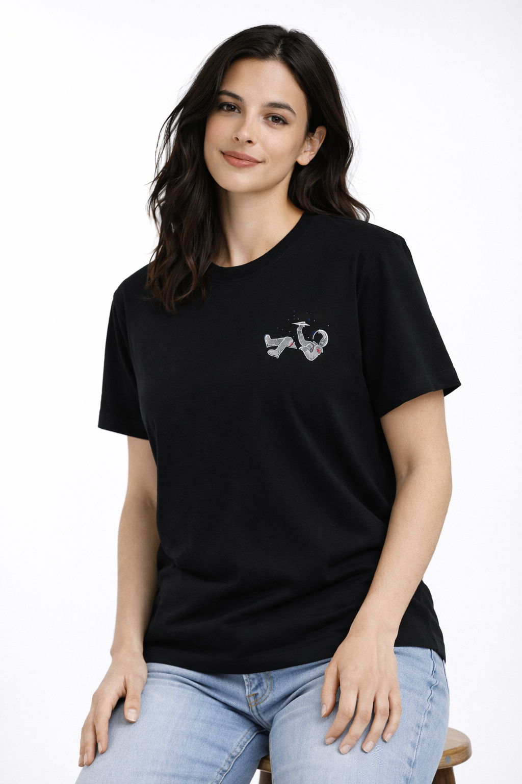 MİNBLU Astronot Baskılı Siyah Tişört