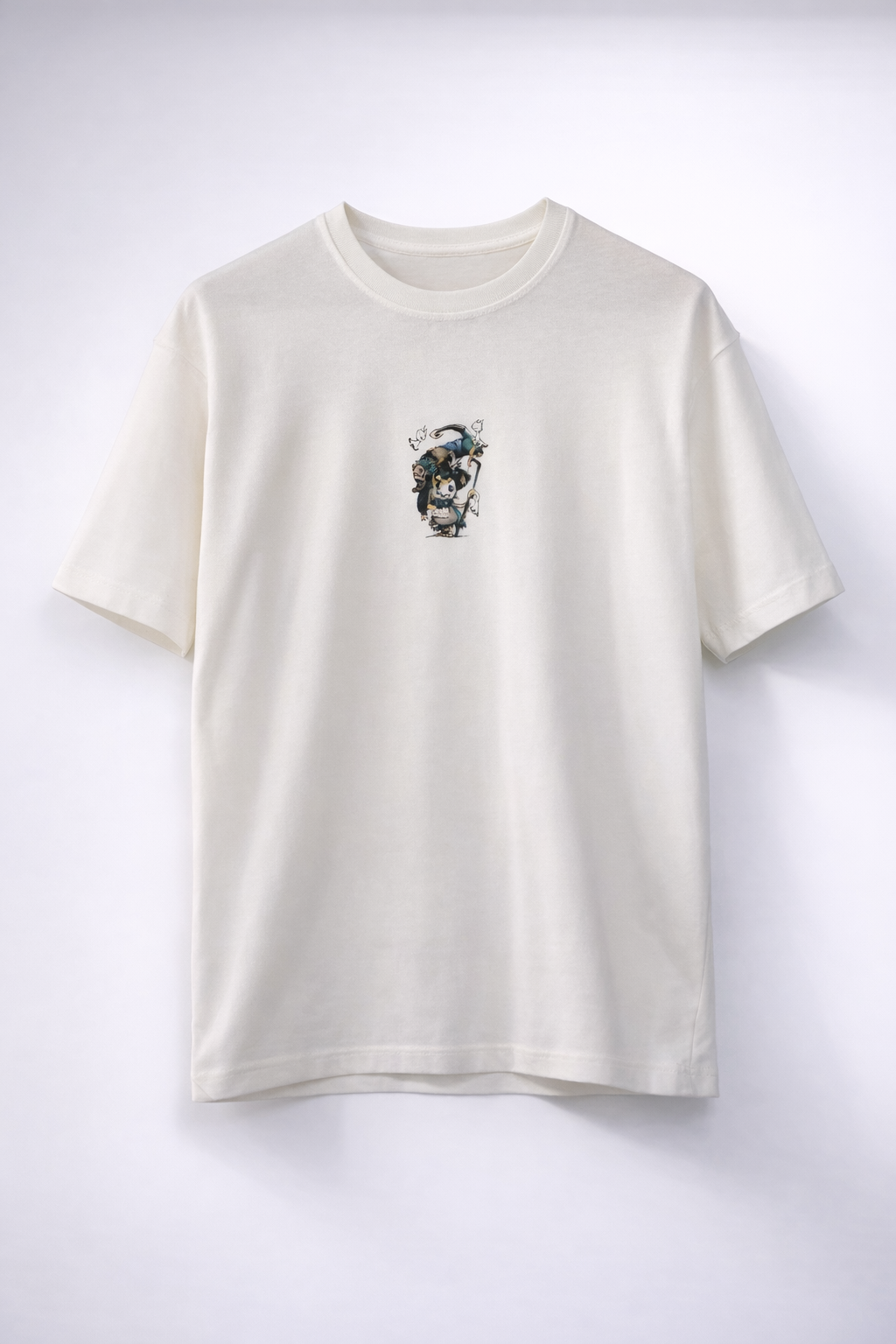 MİNBLU Bastonlu Cat Baskılı Ekru Tişört