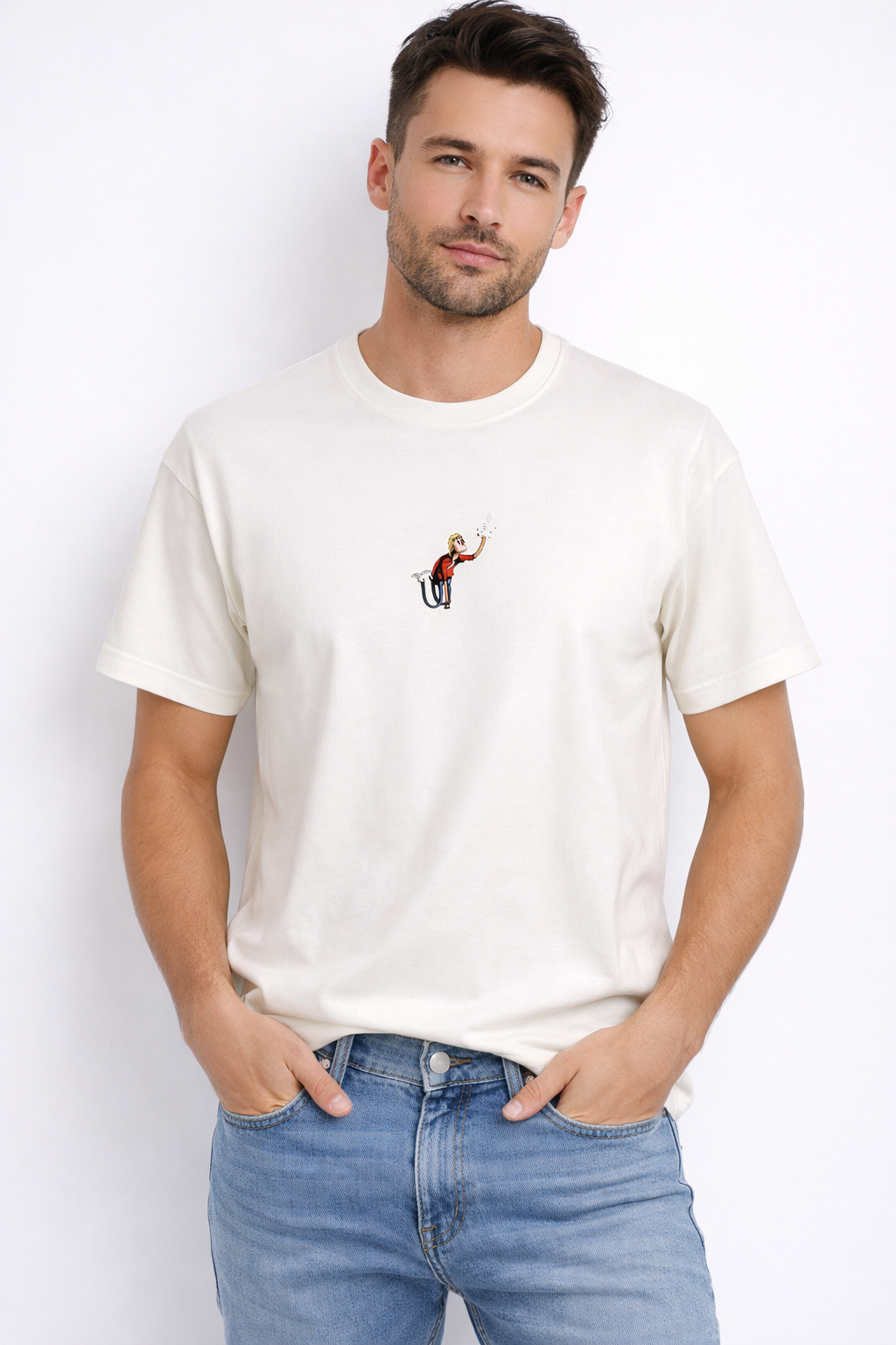 MİNBLU Elmas Temalı Ekru Tişört