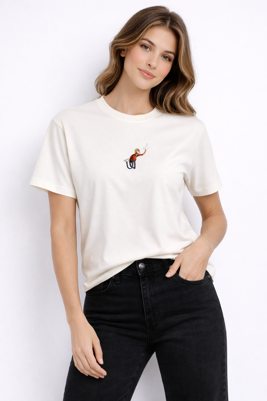 MİNBLU Elmas Temalı Ekru Tişört